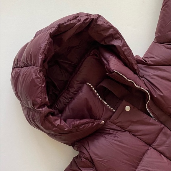 Banana Republic Down Puffer Coat - Burgundy - Lightweight - Oversized - Picture 6 of 10